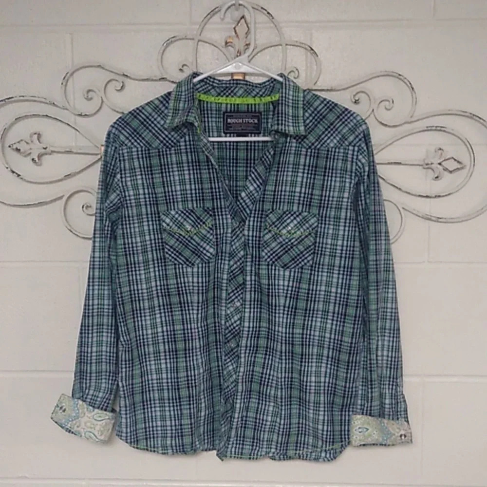 ROUGHSTOCK PANHANDLE SLIM PLAID & PAISLEY, SNAP, WHIPSTITCH, WESTERN SHIRT